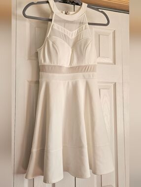 Women's Cream Halter Fit-and-Flare Dress